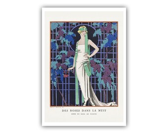 George Barbier : "Des Robes Dans la Nuit - Robe du Soir", 1921 - Museum Quality Giclee Print/Canvas - A5/A4/A3/A2