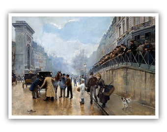 Jean Beraud : "The Accident, Porte Saint-Denis", c. 1899 - Museum Quality Giclee Print/Canvas - A4/A3/A2