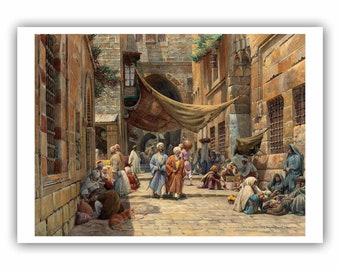 Gustav Bauernfeind : King David Street, Jerusalem (1848-1904) - Museum Quality Giclee Print