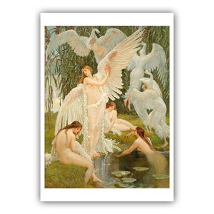 Walter Crane : &quot;The Swan Maidens&quot; 1894 - Museum Quality Giclee Print/Canvas - A4/A3/A2