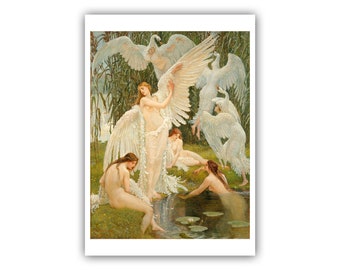 Walter Crane : &quot;The Swan Maidens&quot; 1894 - Museum Quality Giclee Print/Canvas - A4/A3/A2