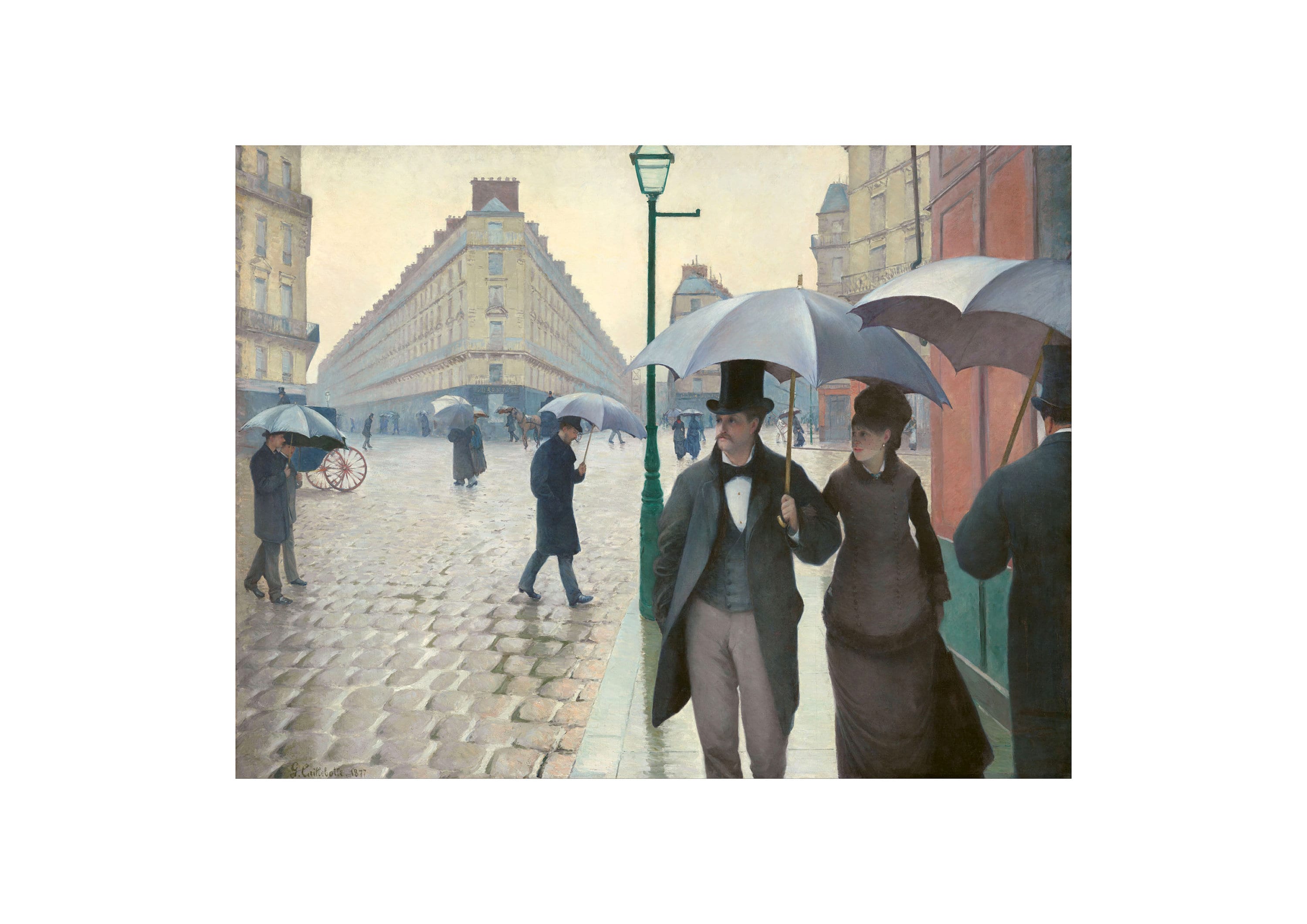 ギュスターヴ・カイユボット：「パリの街路、雨の日」、1877年