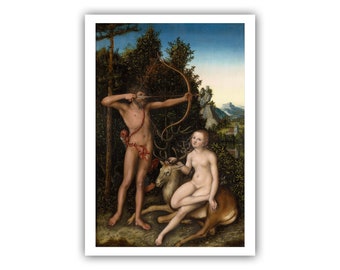 Lucas Cranach the Elder : "Apollo and Diana", c. 1526 - Museum Quality Giclee Print/Canvas - A4/A3/A2