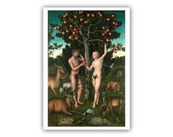 Lucas Cranach the Elder : "Adam and Eve", 1538 - Museum Quality Giclee Print/Canvas - A4/A3/A2