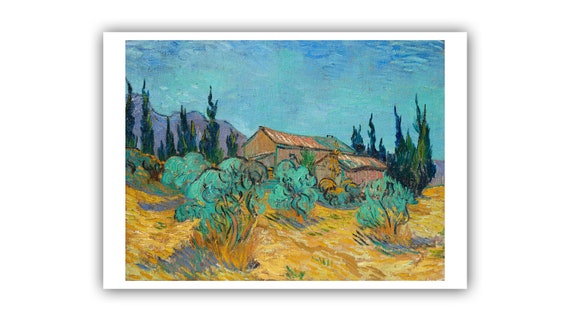 Vincent van Gogh : "Holzhtten unter den Olivenbumen und Zypressen", 1889  - Museum Qualitt Giclee Print/Leinwand - A4/A3/A2 - Etsy.de