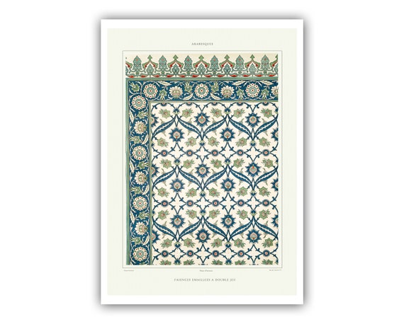 Prisse d'Avennes : Glazed Earthenware, Arabesques (1877) - Museum Quality Giclee Print