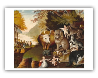 Edward Hicks : "The Peaceable Kingdom", c. 1833 - Museum Quality Giclee Print/Canvas - A4/A3/A2