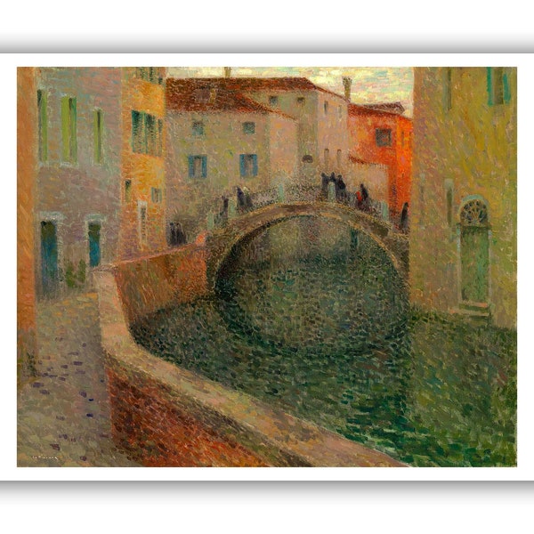 Henri Le Sidaner : "Der kleine Kanal, grauer Abend, Venedig", 1907 - Museumsqualität Giclee Print/Leinwand - A4/A3/A2