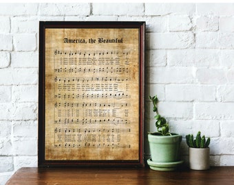 America the Beautiful - Biblical Hymn - Printable Vintage Sheet Music - Instant Download