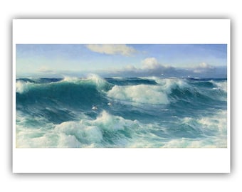 David James : Breaking Waves (1881) - Museum Quality Giclee Print / Canvas