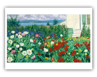 John Leslie Breck : "Garden, Ironbound Island, Maine", c. 1896 - Museum Quality Giclee Print/Canvas - A4/A3/A2