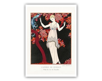 George Barbier : "L'Arbre De Science - Robe du Soir de Doeuillet", 1914 - Museum Quality Giclee Print/Canvas - A5/A4/A3/A2