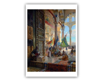 Gustav Bauernfeind : Parvis de la mosquée omeyyade de Damas (1890) - Impression giclée de qualité musée