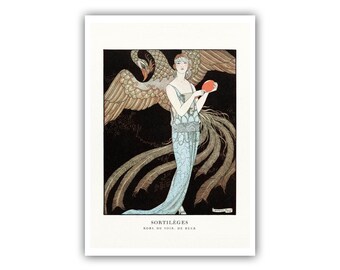 George Barbier : "Sortileges - Evening Dress, de Beer", 1922 - Museum Quality Giclee Print/Canvas - A5/A4/A3/A2