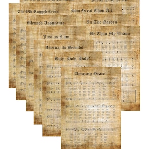 Set of 11 Vintage Christian Hymn - Antique Hymn - Printable Vintage Sheet Music - Instant Download