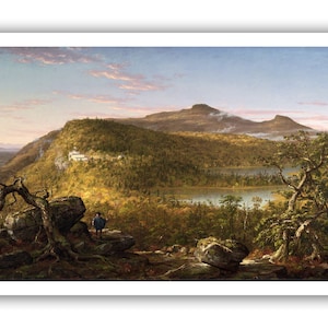 Thomas Cole : &quot;A View of the Two Lakes and Mountain House, Catskill Mountains, Morning&quot;, 1844 - Museum Quality Giclee Print/Canvas - A4/A3