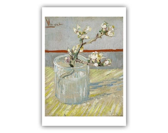 Vincent van Gogh : Sprig of Flowering Almond in a Glass (1888) - Museum Quality Giclee Print / Canvas