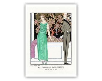 George Barbier : "La Premiere Imprudence - Robe du Soir, de Beer", 1921 - Museum Quality Giclee Print/Canvas - A5/A4/A3/A2