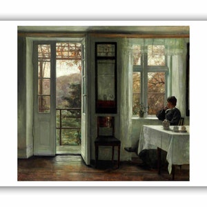 Carl Vilhelm Holsoe : &quot;The Artists Wife sitting at a Window in a Sunlit Room&quot;, c. 1900 - Museum Quality Giclee Print/Canvas - A4/A3/A2