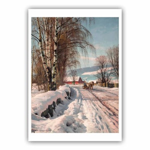 Peder Mork Monsted : &quot;A Snow Covered Track in Lillehammer&quot;, 1918 - Museum Quality Giclee Print/Canvas - A4/A3/A2