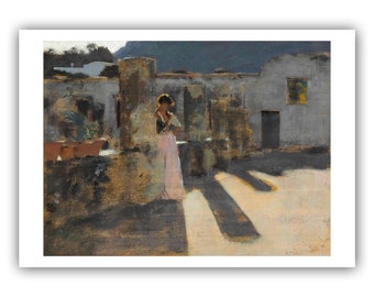 John Singer Sargent : Capri Girl On A Rooftop (1878) - Museum Quality Giclee Print / Canvas