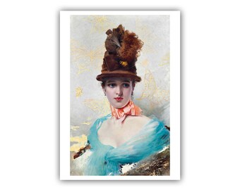 Vittorio Matteo Corcos : "Elegant Woman", 1859-1933 - Museum Quality Giclee Print/Canvas - A4/A3/A2