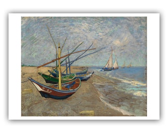 Vincent van Gogh : "Fishing Boats on the Beach at Les Saintes-Maries-de-la-Mer", 1888 - Museum Quality Giclee Print/Canvas - A4/A3/A2