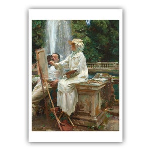 John Singer Sargent : The Fountain, Villa Torlonia, Frascati, Italy (1907) - Museum Quality Giclee Print / Canvas