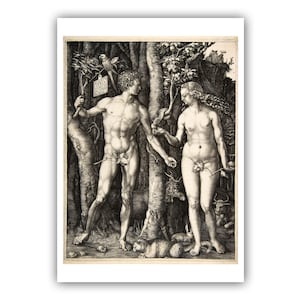 Albrecht Durer : &quot;Adam and Eve&quot;, 1504 - Museum Quality Giclee Print/Canvas - A4/A3/A2