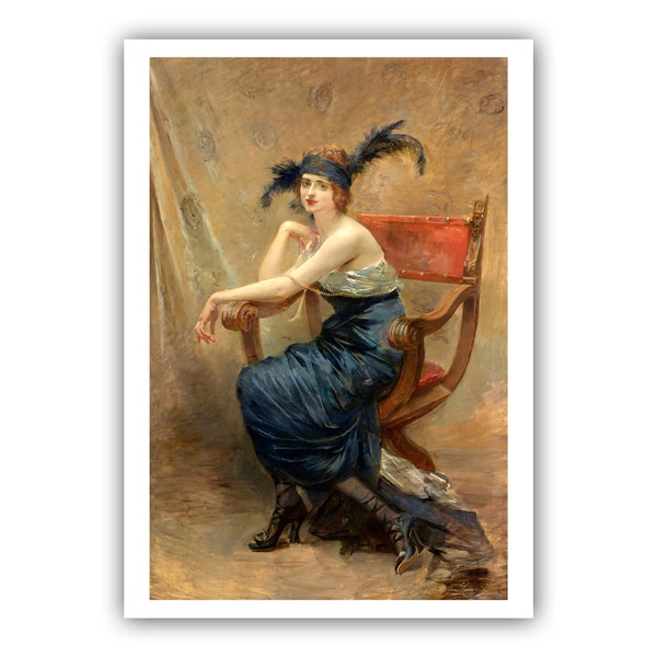 Madeleine Lemaire : "Woman Sitting in a Dagobert Armchair", 1913 - Museum Quality Giclee Print/Canvas - A4/A3/A2