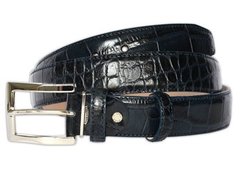 Vintage 80s 90s Cipriani Black Italian Alligator Calfskin Belt Gold Buckle Spain Cipriani italian alligator calfskin - Gem main image 3
