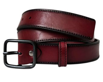 Vintage Red Leather Italian Belt Size L Vintage Italian Red Leather Belt with a Silver Buckle Belt  main image 4
