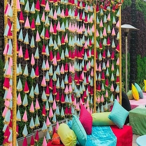 50 Strings Multicolor Indian Wedding Decoration, Mehndi Decor, Party Backdrop, Door Hangings