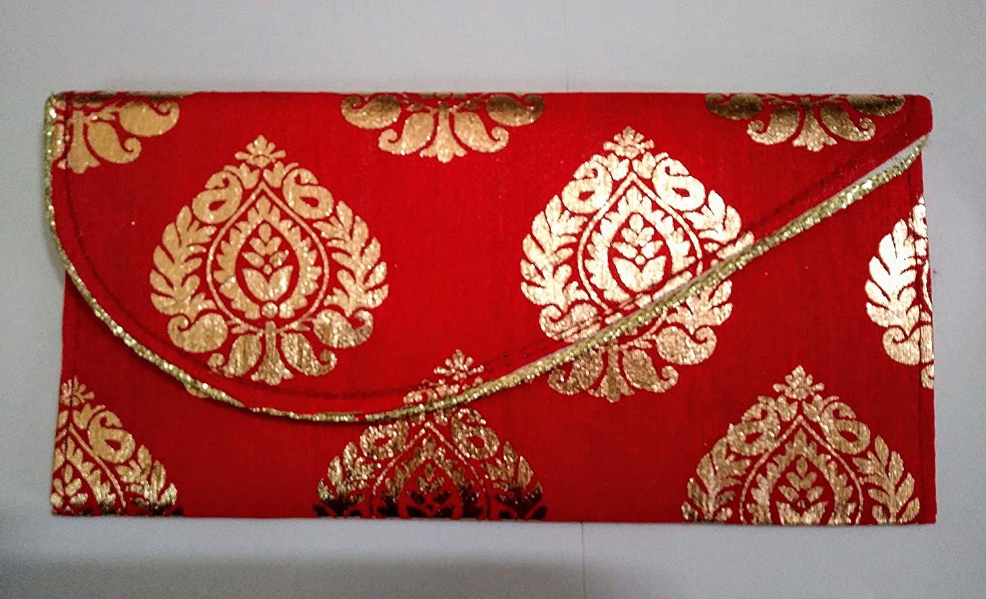 Materials Premium Raw Silk Fabric with Golden Zari Print Money Gift
