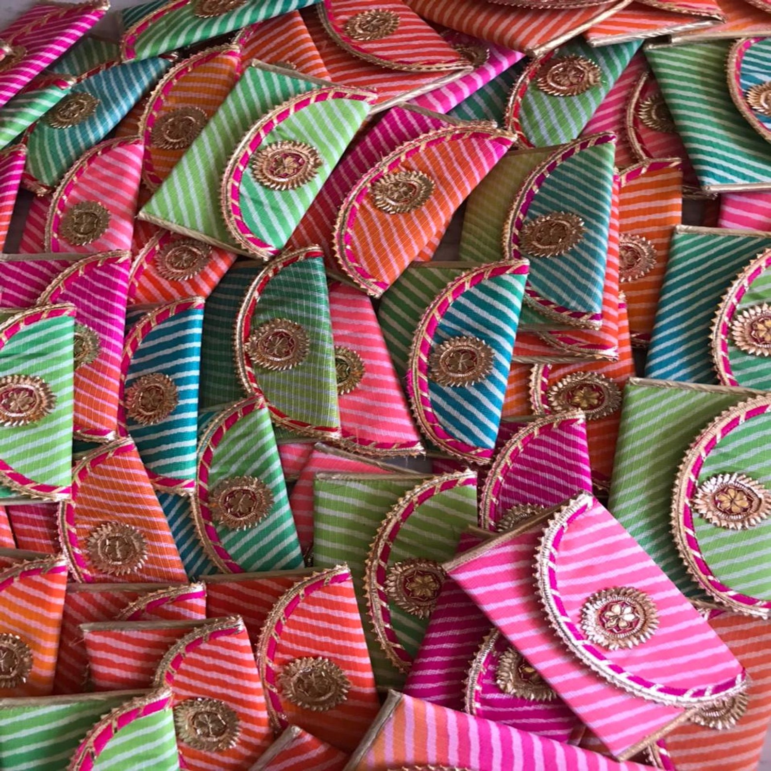 Envelopes of Lehriya Fabric With Golden Work Money Gift Envelopes/bag