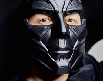 3D Printed Black Geometric Face Cover Cyberpunk Futuristic Cosplay for Halloween Photoshoot Sci-Fi