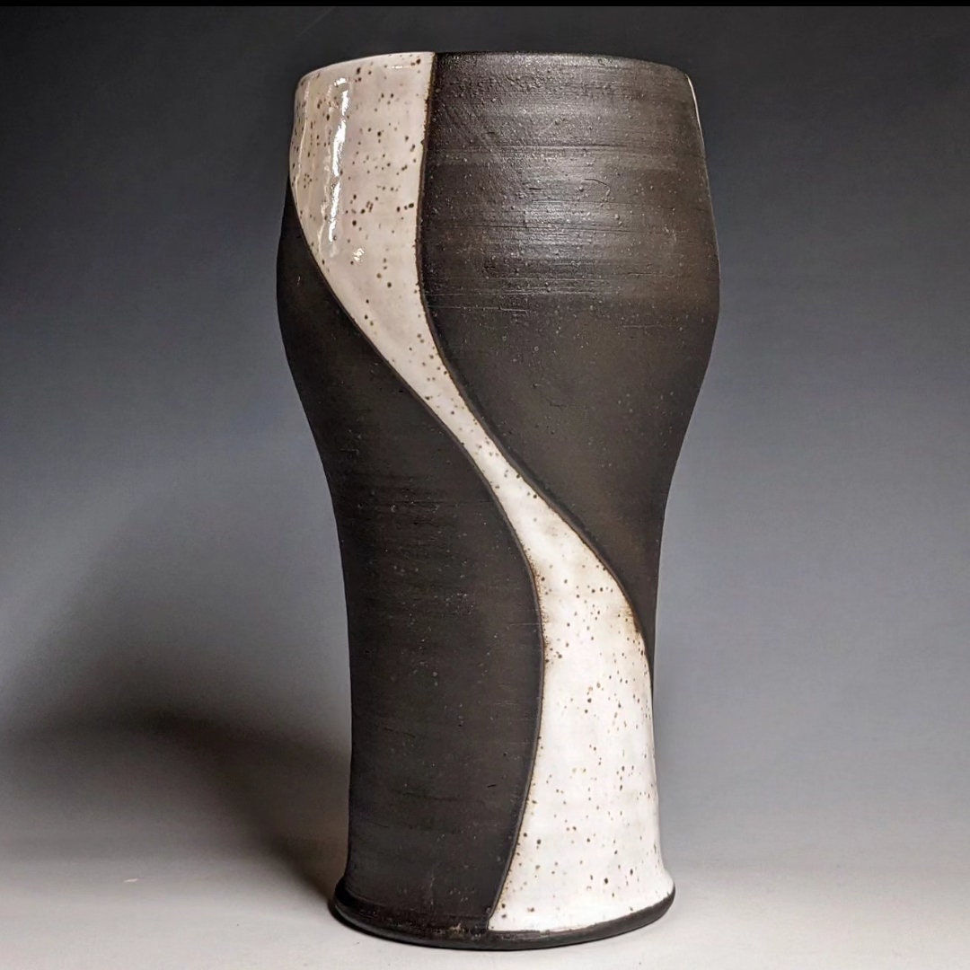 Black & White Elegant Vase Wheel Thrown Ceramics Pottery Stoneware - Etsy
