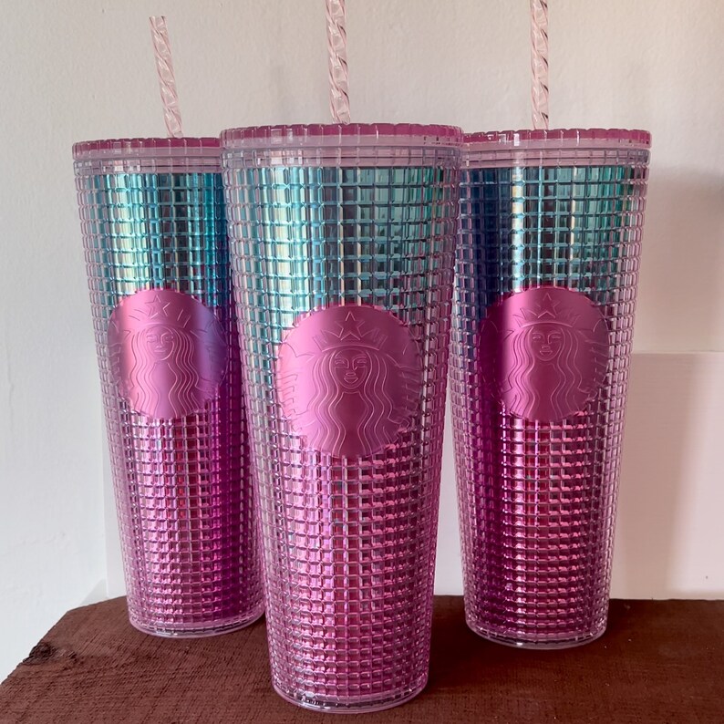 Starbucks limited edition grid tumbler Iridescent tumbler Etsy