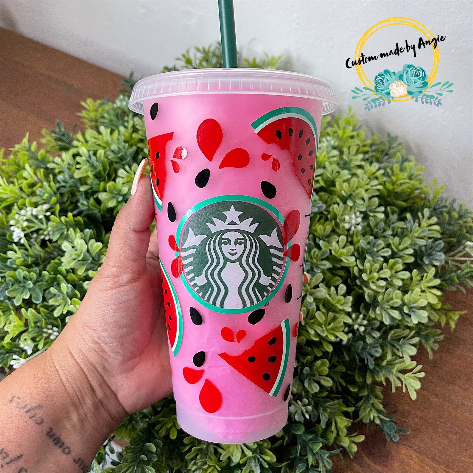 Watermelon Starbucks Cup Starbucks Cup Reusable Cup Etsy