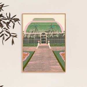 Kew Gardens Palm House Art Print: London Botanical Illustration