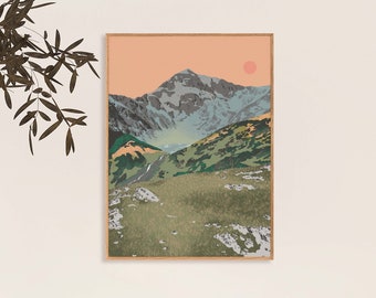 Snowdonia National Park Print: Wales Mountain Travel Poster