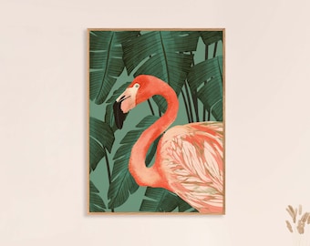 Tropical Flamingo Giclee Fine Art Print | Flamingo Gift | Flamingo Print