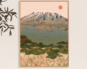 Kilimanjaro Travel Poster: Tanzania Mountain Art Print