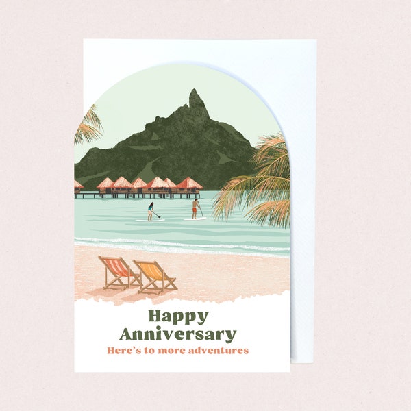 Happy Anniversary Card - Here's To More Adventures Greeting Card Anniversary Gift For Couples