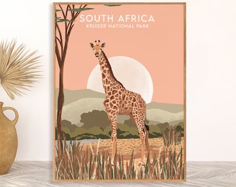 South Africa Travel Print Kruger National Park Safari Wall Art Poster South Africa Poster Gift National Park Wall Decor Housewarming Gift