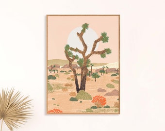 Joshua Tree Print | National Park Poster | California Desert Wall Art | Cactus Succulent Print