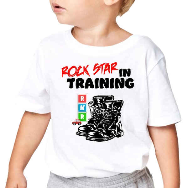 Rock Star In Training - Kids Combat Boots , Pop Punk Glam Rock Heavy Metal Kids Shirts , Rock N Roll Children T-shirts , Kids Band Shirts