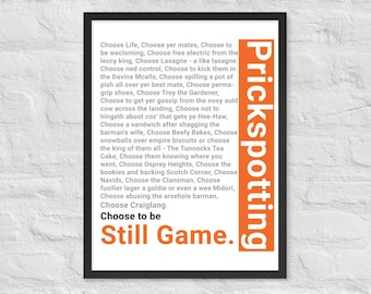 Prickspotting - Still Game and Trainspotting Inspired Framed poster