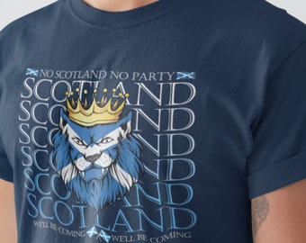 Scotland Football No Scotland No Party We&#39;ll Be Coming Scottish Football Lion Saltire Short-Sleeve Unisex T-Shirt