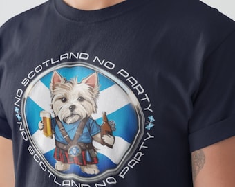 Scotland Football No Scotland No Party We&#39;ll Be Coming Scottish Football Tartan Army Scotty Dog Short-Sleeve Unisex T-Shirt